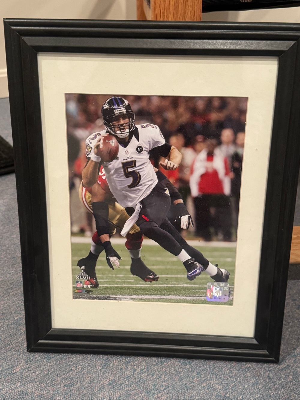 Black Framed/MattedSports Photo Art featuring Baltimore Ravens Joe Flacco